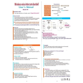 Bezprzewodowy dzwonek do drzwi z systemem głosowym [12180000182]